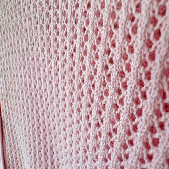 Jeanne Pierre Vintage‎ Pink Camisole Crocheted Lacy Open Weave Sweater Medium - Picture 5 of 12